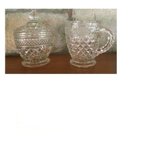 Vintage Wexford Anchor Hocking Sugar Bowl with Lid and Creamer